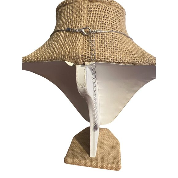 Silver Gold Tone Bar Pendant Necklace Spiky Hammered Pieces 17" + 3" extender - Picture 5 of 5